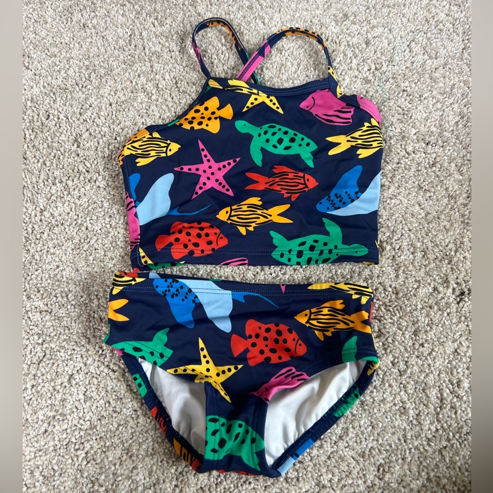 Hanna Andersson Navy Multicolor Fish & Starfish Bikini